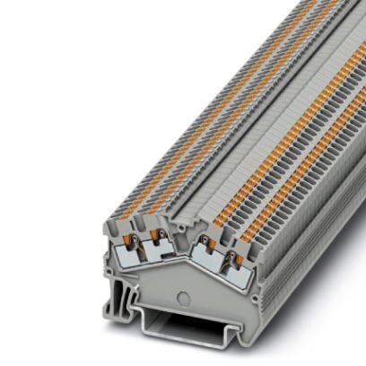Phoenix Contact Multi-Conductor - Desk Design Terminal Block; PTS 1.5/S-QUATTRO; 15A; 600V; 1-Level; #26 - #14; Push-In Connection; Gray